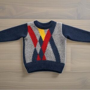 Kid’s Knit Colorful Argyle Sweater - Size 3T